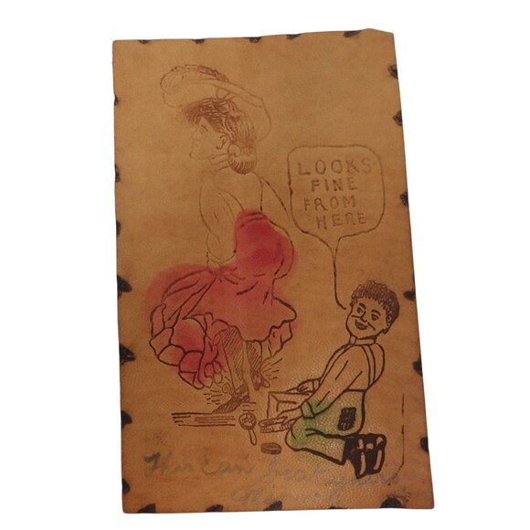 Vintage Leather Postcards With Humorous Illustrations and Quotes - Picture 5 of 10